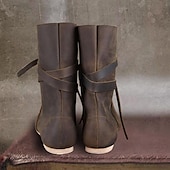 cheap Footwear-Retro Vintage Medieval Renaissance Shoes Flat Jazz Boots Turn Shoes Ren Faire Pirate Viking Ranger Men&#039;s Women&#039;s Unisex Celtic Pirate Halloween Masquerade Party / Evening LARP Ren Faire Adults&#039; Shoes