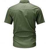 abordables chemises western pour hommes-Homme Drapeau Drapeau Américain Imprimé Lettre Chemise de travail Chemise Western Chemise Cargo Manche Courte Style Western Tactique Mode Décontractée Sortir Été Col Rabattu Boutons Imprimé Noir Vert