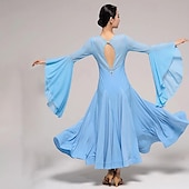 abordables Tenues de danse de salon-Danse de Salon Robe Strass Couleur Pure Fantaisie Femme Utilisation Soirée manche longue Mousseline de soie Coton cristal