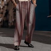 economico Sciolto-Per uomo Fantasia geometrica pantaloni della tuta Vita normale Affari casual Matrimonio Da giorno Tasche Pantaloni a gamba dritta Estate Primavera Autunno Stampa 3D Nero Vino Blu
