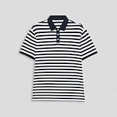preiswerte Herren Elite Polo-Herren Polo Strick-Polopullover Geschäft Lässig Revers Kurzarm Modern Formell Gestreift Horizontale Streifen Knöpfe Sommer Marineblau Polo