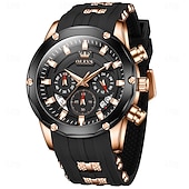 cheap Quartz Watches-OLEVS Men Quartz Watch Outdoor Sports Fashion Wristwatch Luminous Calendar Chronograph Waterproof Silicone Gel Watch