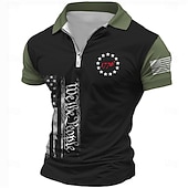 economico Giorno dell&amp;#39;Indipendenza-Giorno dell'Indipendenza Americana Per uomo Bandiera Americana Veterani Polo con zip Maglia da golf Manica Corta Magliette polo Camicie con Colletto Casual Abbigliamento casual alla moda