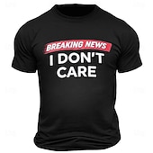  Men's Funny Graphic T-Shirt: Breaking News I Don't Care Sarcastic Short Sleeve Tee