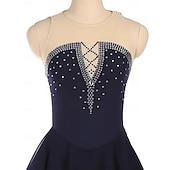 voordelige Schaatsjurken-Kunstschaatsjurk Dames Voor meisjes Schaatsen Jurken Zwart Lapwerk Open achterkant Netstof Spandex Rekbaar Opleiding Oefenen Professioneel Kunstschaatskleding Thermisch Warm Kristal / Bergkristal