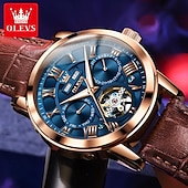 abordables Relojes mecánicos-OLEVS Hombre Relojes Mecánico Moda Reloj Casual Reloj de Muñeca Cuerda Automática Luminoso Calendario Fecha Semana Piel Reloj