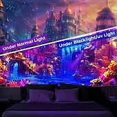 billige Blacklight -billedvev-blacklight billedvev uv reaktiv glød i mørket glød party neon manet fantasi undersjøisk natur psykedelisk trippy tåkete hengende billedvev veggkunst veggmaleri for stue soverom