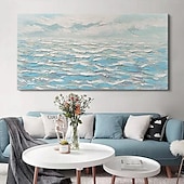 economico Quadri paesaggistici-dipinto a mano dipinto a olio minimalista con texture blu dipinto a mano da parete dipinto a mano con cielo e oceano dipinto a olio con cielo e oceano dipinto a mano con onde e spiaggia a olio