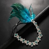 billiga Tillbehör och mer-Head Jewelry Flapper Headband Feathers Headband Retro Vintage 1920s Feather For The Great Gatsby Cosplay Women's Costume Jewelry Fashion Jewelry