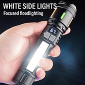 halpa Camping valot-usb ladattava led-taskulamppu teleskooppinen zoomattava punaisilla ja sinisillä sivuvaloilla akun merkkivalolla vedenpitävä retkeilyyn vaellus kalastus vuorikiipeily ja hätäkäyttö shustar