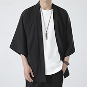 economico Giubbotti e cappotti da uomo-Per uomo Mantello / mantelle Giacca Kimono Esterno Giornaliero Crema solare Traspirante Primavera estate Liscio Di tendenza Informale Colletto Standard Nero Bianco Rosa Blu Grigio chiaro Giacca
