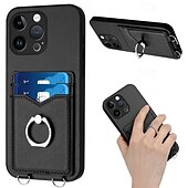 economico Cover per iPhone-telefono Custodia Per iPhone16 iPhone 15 Pro Max Plus iPhone 14 13 12 11 Pro Max Plus Mini SE Per retro Supporto ad anello Slot per schede Resistente agli urti Retrò TPU Metallo pelle sintetica