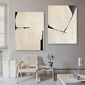 お買い得  抽象画-手作りの白黒の侘び寂び抽象画、壁アート、アートワーク、モダンな抽象油絵、幾何学的図形、家庭用壁アート