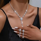 cheap Jewelry Sets-Jewelry Set 3pcs Rhinestone Alloy Earrings Necklace Women&#039;s Elegant Vintage Fashion Geometrical Geometric Jewelry Set For Wedding Party Anniversary
