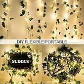 abordables Guirlandes solaires-Guirlande lumineuse solaire élégante pour réception de mariage, 100 LED – Guirlande lumineuse en lierre de 33 pieds, 8 modes, étanche, pour la décoration de la maison et du jardin