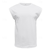 preiswerte Fitness Tank-Tops-Herren Tank Top Weste Unterhemd Ärmelloses Shirt Ärmellos Rundhalsausschnitt Frühling &amp; Sommer Einfach Mode Designer Basic Urlaub Straße Ausgehen Weiß Wein Dunkelmarine Top T-Shirt für Herren