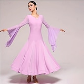 abordables Tenues de danse de salon-Danse de Salon Robe Strass Couleur Pure Fantaisie Femme Utilisation Soirée manche longue Mousseline de soie Coton cristal