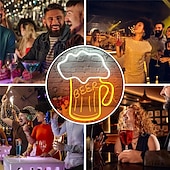 cheap Neon LED Lights-Oktoberfest Beer USB LED Neon Light, LED Beer Sign Bar Club Acrylic Neon Light Hotel Bar Caf  Birthday Party Youth Room Wall Decoration Light Logo 1PC