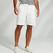 billiga Herrarnas Elite Shorts-Herr Kostymbyxor Dragkedja Ficka Ensfärgat Andningsfunktion Knelängd Formell Bröllop Fest Elegant och modernt Formell Vit Marinblå Microelastisk
