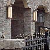 cheap Outdoor Wall Lights-LED Outdoor Wall Lights Warm White 22cm Single Head Coffee Gold 20W Rainproof Wall Mounted Lighting with Striped Acrylic Shade Porch Lights for House Garage Patio Lamp 110-240V