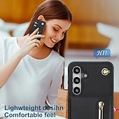 cheap Samsung Cases-Phone Case For Samsung Galaxy S24 S23 S22 S21 S20 Ultra Plus FE S25 Ultra Back Cover Wallet Case Zipper with Lanyard Kickstand Retro TPU PU Leather