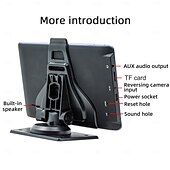 abordables Lecteurs multimédias pour voitures-Lecteur de voiture écran 7 pouces sans fil autoradio miroir lien lecteur mp5 avec navigation gps carplay autosupport 12 led caméra de recul installation facile