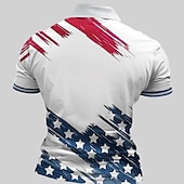 cheap Festival-American Independence Day Men&#039;s American Flag Veterans Zip Polo Shirts Golf Shirt Short Sleeve Polo Shirts Collared Shirts Casual Streetwear Vacation Wear Party Outfits 3D Print Quarter Zip Polo