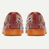 economico Mocassini in pelle premium-Mocassini da uomo in pelle di vacchetta premium con motivo paisley: eleganti scarpe eleganti slip-on per occasioni formali e casual