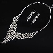 billige Smykkesett-Smykke Sett 3 stk Imitert Perle Strass Øredobber Halskjeder Dame Elegant Årgang Mote geometriske Geometrisk Form Smykkesett Til Bryllup Fest jubileum