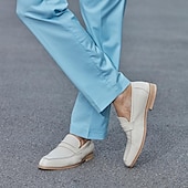 abordables Mocassins en cuir de qualité supérieure-Homme Mocassins et Slip On Imprimer des chaussures Maillots de bain Cuir Cuir de vachette pleine fleur italien Confortable Antidérapantes Mocassins Beige