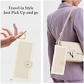 cheap Samsung Cases-Phone Case For Samsung Galaxy Z Fold 6 Z Fold 5 Z Fold 4 Z Fold 3 Back Cover with Stand Holder Magnetic with Lanyard Retro TPU PU Leather