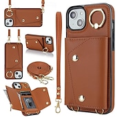economico Cover per iPhone-telefono Custodia Per iPhone 16 15 14 Pro Max Plus iPhone 13 12 11 Pro Max Mini Custodia Portafoglio Cerniera con Cordino Con Cinturino da Polso Retrò TPU Pelle PU