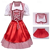 levne Dirndl-Oktoberfest Šaty Dámské šaty Trachtenkleader Oktoberfest / pivo Bavorský Tradiční kostýmní šaty Louky Dámské Tradiční Styl Tkanina Halenka Šaty Zástěra