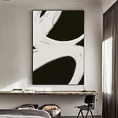 abordables Peintures Abstraites-grande peinture à l&#039;huile de texture abstraite faite à la main art mural peint à la main peinture à l&#039;huile de texture art mural abstrait noir et blanc peinture blanche noire art mural moderne
