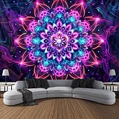 お買い得  ブラックライトタペストリー-マンダラ ボヘミアン ブラックライト タペストリー UV反応性 暗闇で光る 光るパーティー トリッピー 禅 瞑想 霧の自然 吊り下げタペストリー 壁アート リビングルーム 寝室用壁画