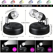 billige skap lys-13 farger rgb bildelys led trådløs skap spotlight med fjernkontroll batteridrevet vinkel justerbar atmosfære nattlampe galleri korridor gang stue soverom dekorasjon 1stk