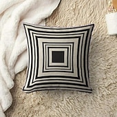 billiga geometrisk stil-svart vit dubbelsidigt kuddfodral 1 st mjukt kuddfodral kuddfodral örngott för soffa sovrum vardagsrum överlägsen kvalitet maskintvättbar utomhusdyna för soffa soffa stol