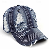 preiswerte Baseballkappe für Herren-Herren Cap Basecap Sonnenhut Kappe Schwarz Dunkel Blau Baumwolle Zerrissen Modisch Brautkleider schlicht Strasse Täglich Glatt Einstellbar Sonnenschutz Atmungsaktiv
