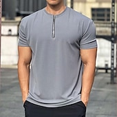 abordables Camisetas y Tops de Correr-Hombre Camiseta Running Cremallera de un cuarto Manga Corta Camiseta Casual Ropa Deportiva Transpirable Suave Entrenamiento de gimnasio Corriendo Paseo Ropa de deporte Ropa de Deporte Color sólido