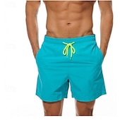 baratos shorts de natação masculinos-Homens Bermuda de Surf Shorts de Natação Calção Justo de Natação Com Cordão Cintura elástica Tecido Conforto Secagem Rápida Curto Feriado Praia Final de semana Moda Casual Azul Céu Preto
