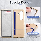 お買い得  サムスン用ケース-電話 ケース 用途 サムスンのギャラクシー Z Fold 5 Z Fold 4 Z Fold 3 バックカバー とスクリーンプロテクター リングバックル 耐衝撃 レトロ風 TPU メタル PUレザー