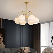 olcso Függőfények-led függőlámpa 65/85cm 6/8 fény század közepén modern e27 csillár nagy fehér gömb sputnik vintage sárgaréz süllyesztett mennyezeti lámpa konyhasziget függőlámpa matt üveggolyós függőlámpa 110-240v