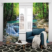 billiga Gardiner och draperier-2 paneler natur skog gardin draperier mörkläggningsgardin för vardagsrum sovrum kök fönster behandlingar värmeisolerat rum mörkläggning