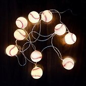 cheap Battery String Lights-1pc Waterproof Football String Light with Remote Control, Euro Cup Football/Baseball/Rugby/Basketball/ String Light 3M-20Leds Indoor and Outdoor Atmosphere Decoration Light String Beer Festival