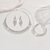 رخيصةأون أطقم المجوهرات-مجموعة مجوهرات 4PCS حجر الراين سبيكة أقراط القلائد سوار نسائي أنيق عتيق موضة هندسي هندسي مجموعة مجوهرات من أجل زفاف مناسب للحفلات الذكرى السنوية