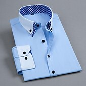 abordables Chemises boutonnées pour hommes-Homme Chemise Chemise boutonnée Résistant aux plis Plein Mariage Extérieur Blanche Rose dragée Bleu manche longue Col rabattu Eté Printemps Vêtement Tenue