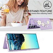 baratos Capa Samsung-telefone Capinha Para Samsung Galaxy S24 Ultra Plus S23 Ultra Plus S22 Plus Ultra A55 A35 A25 A15 5G A54 A34 A14 S25 Ultra Capa traseira Com Suporte Magnética com cordão Retro flor floral TPU Couro PU