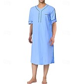 ieftine Halate-Bărbați loungewear Camasa de noapte Cămașă de noapte Culoare pură Stilat Confortabili Halate kimono Zilnic Casă Poliester Απαλό Respirabil În V Manșon scurt Buzunar Vară Primăvară Negru Alb