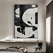 abordables Peintures Abstraites-grande peinture à l&#039;huile de texture abstraite faite à la main art mural peint à la main peinture à l&#039;huile de texture art mural abstrait noir et blanc peinture blanche noire art mural moderne