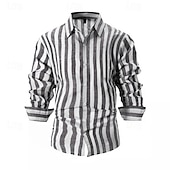 economico Casual da lavoro-Per uomo Camicia Camicia di lino Camicia Estiva Camicia casual Camicia da Spiaggia Camicia di cotone A righe Vacanza Camicia hawaiana Nero Rosa Rosso Azzurro cielo Manica Lunga Collo ripiegato